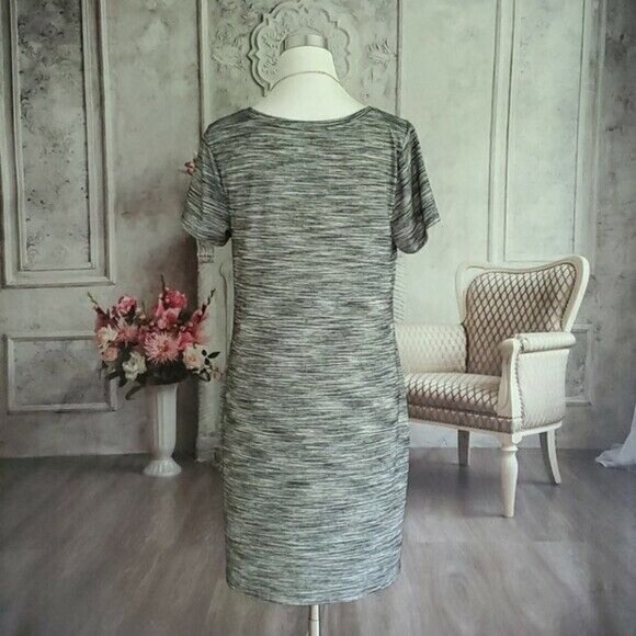 Apt. 9 Gray Scoop Neck Short Sleeve Knee Length T-Shirt Dress Size L Polyester - Picture 7 of 10